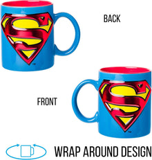 Silver Buffalo Superman Logo Icon Embossed Foil 20oz Ceramic Mug