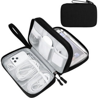 FYY Travel Cable Organizer Pouch Electronic Accessories Carry Case Portable Waterproof Double Layers All-in-One Storage Bag for Cord, Charger, Phone, Earphone Black
