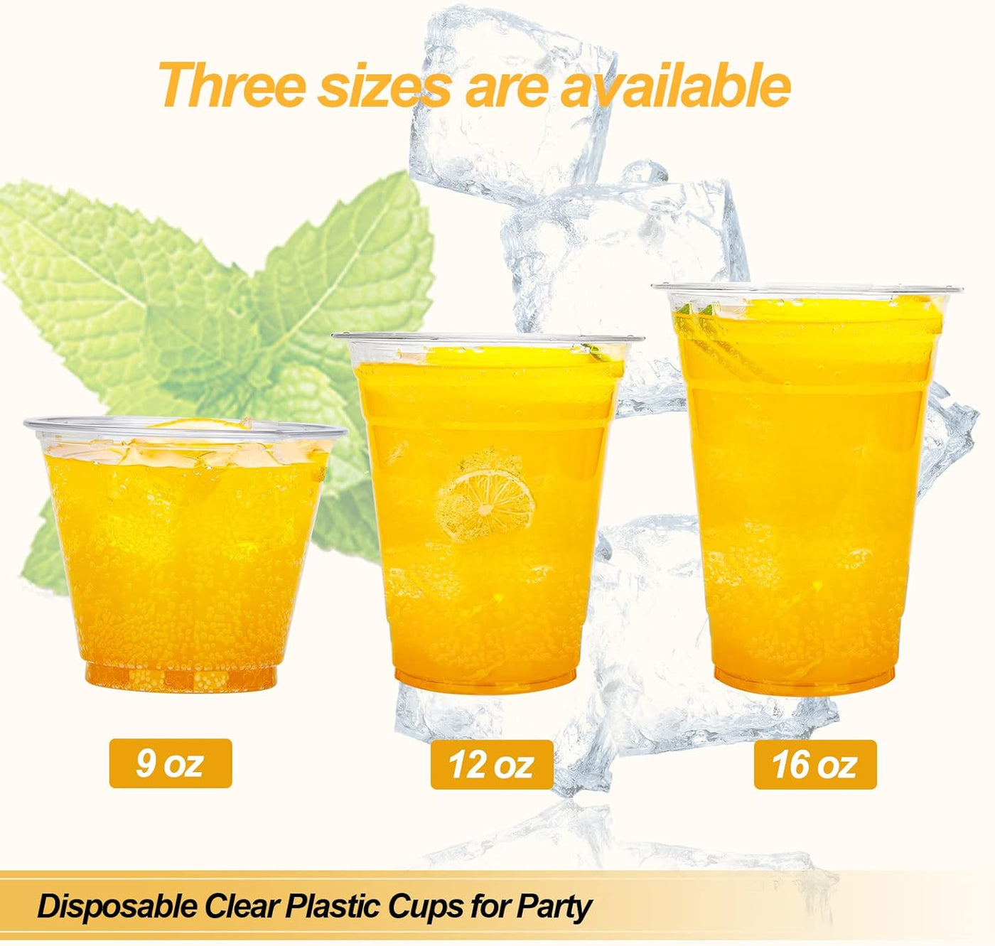 TashiBox 100 Count - 16 Ounce Plastic Cups, Ice Coffee Cups To Go - Crystal Clear PET Party Cups
