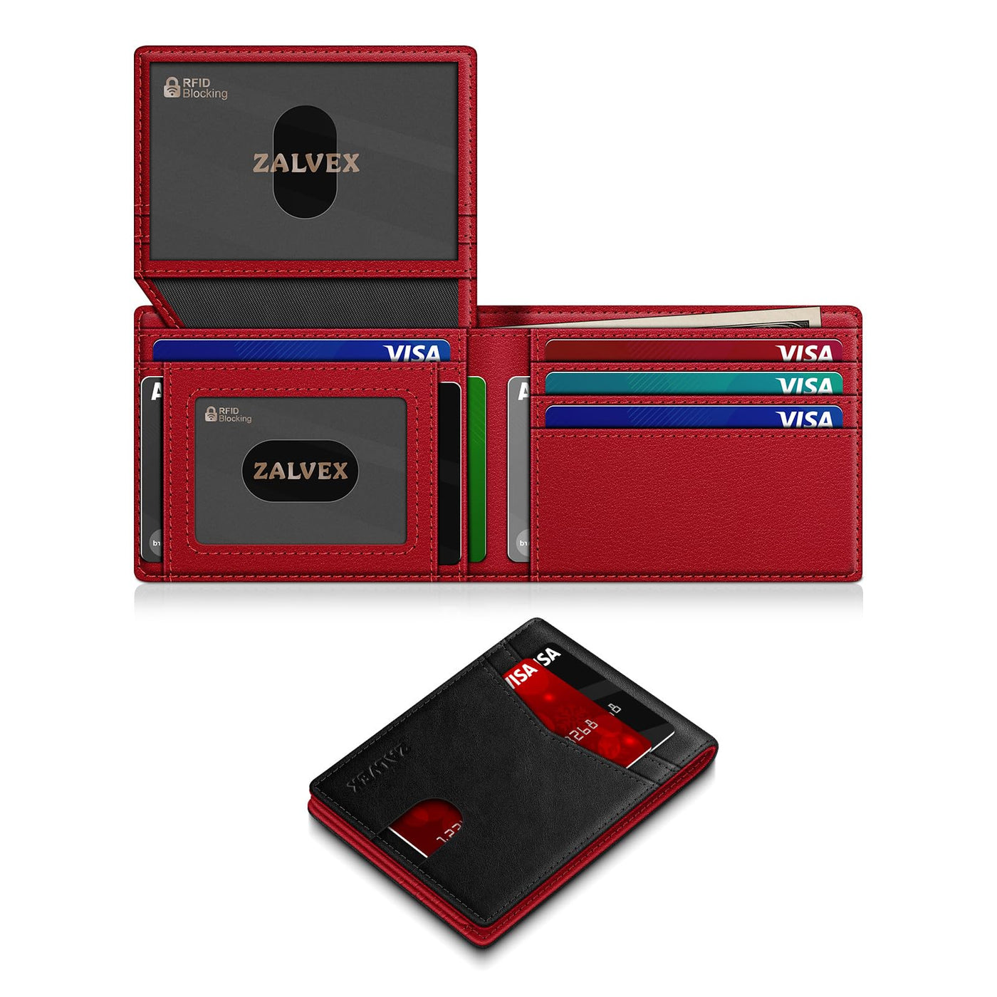 Wallet for Men Slim RFID Blocking Leather Credit Card Holder Wallet for 14 Cards, Bifold Minimalist Thin Wallet with 2 ID Windows & Cash Slot, Front Pockt Carteras Para Hombres, Birthday Gifts for Men