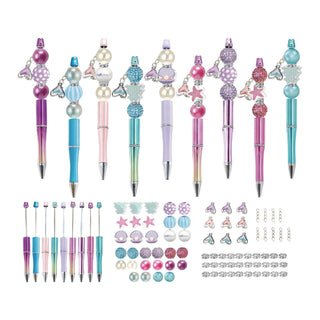 holoith 8 Set Butterfly Flower Beadable Pens Kit, Pen Making Kit with Beads and Refills, Black Ink Ballpoint Smooth Writing, Gift for Diy Present Students Teens Office Supplies