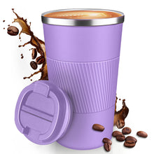 12OZ Travel Coffee Mug Insulated Coffee Cup with Spill Leak Proof Lid, Portable Stainless Steel Tumbler Reusable Hot and Cold Water Mug for Car, Daily, Camping-Black