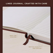 BEECHMORE BOOKS Premium Lined Leather Journal for Men & Women, 5" x 8" (A5) Thick 120gsm Ivory Cream Paper Notebook, Hardcover Vegan Leather Personal Diary, With Gift Box (Chestnut Brown)