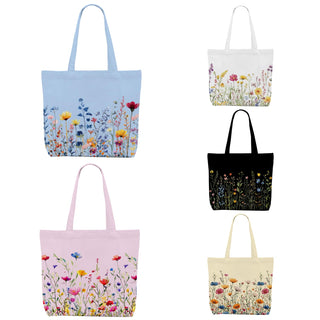 Decohim Multiple Packs Floral Japanese Print Canvas Tote Bag Reusable Grocery Bags Gifts for Women Girls Birthday Christmas