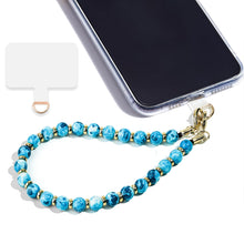 Marble Beaded Phone Wrist Strap,Detachable Phone Bracelet Strap with Tether Tab,Hands-Free Wristlet Strap (Rose Quartz)
