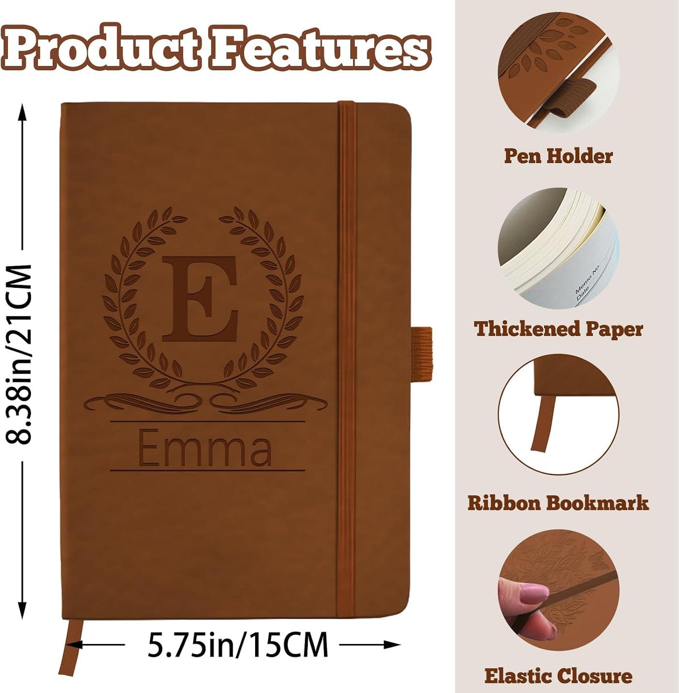 STREADVE Personalized Journal Notebook with Logo Photo Custom Journaling Notebook for Women Men College Ruled Notebooks Design Leather Lined Journals Gift for Work School Business Church