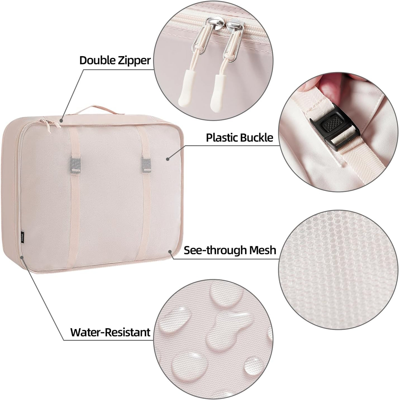 BAGAIL 6 Set/8 Set/10 Set Packing Cubes Various Sizes Packing Organizer for Travel Accessories Luggage Carry On Suitcase