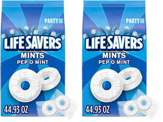 LIFE SAVERS Pep-O-Mint Peppermint Hard Candy Individually Wrapped, Party Size Bulk Hard Candy, 2.8 LB Bag