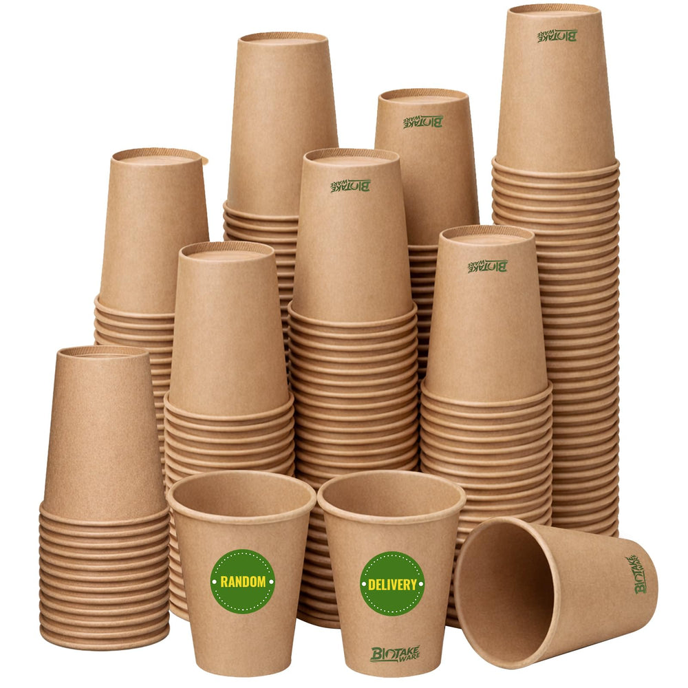 150 Pack 8 oz Disposable Paper Cups, Brown Coffee Cups Unbleached Kraft Paper, Sturdy Leak Resistant Hot/Cold Disposable Cups for Party Home Office