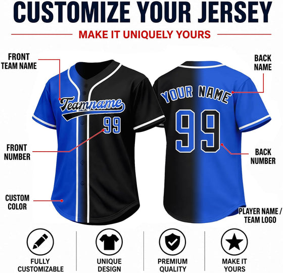 Custom Baseball Jersey Personalized Baseball Shirt Stitched Printed Team Sports Practice Uniform for Men Women Boy - hover image