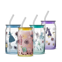 JoyJolt Harry Potter House Crests Glass Tumblers with Lids and Straws, 16oz Glass Cups with Lids and Straws, Can Shaped Drinking Glasses Set of 4, Hogwarts Cup, Harry Potter Merchandise