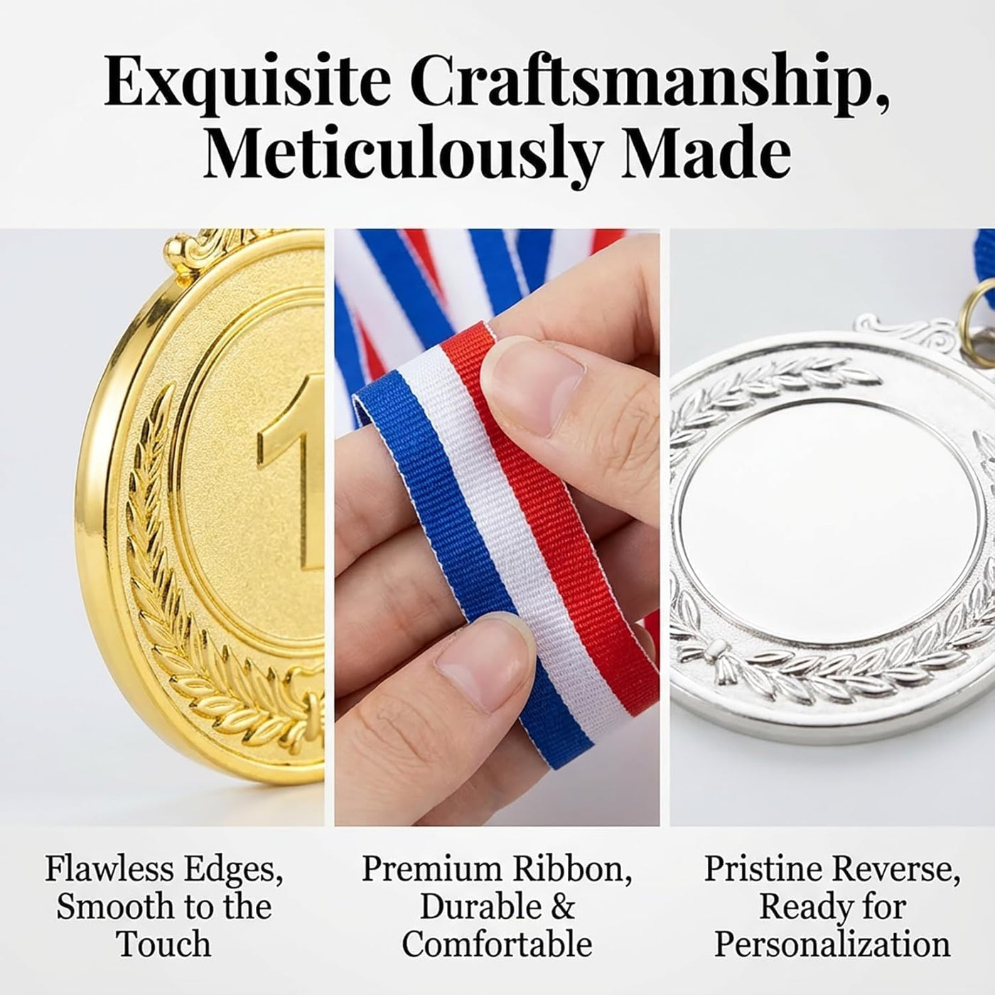 RAINFLOW 9 Pieces Gold Silver Bronze Award Medals - 1st 2nd 3rd Place Metal Olympic Style for Sports, Competitions, Talent Shows, 2 Inches Winner Medals with Neck Ribbon