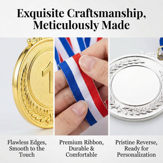 RAINFLOW 9 Pieces Gold Silver Bronze Award Medals - 1st 2nd 3rd Place Metal Olympic Style for Sports, Competitions, Talent Shows, 2 Inches Winner Medals with Neck Ribbon
