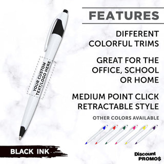 DISCOUNT PROMOS Personalized Ballpoint Pens Bulk Pack of 4-5,000 counts Black Ink, Slim & Curvy Design, Retractable, Ideal for Office, Corporate Merchandise, Tradeshows- Black