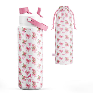 POWCAN 26 oz Insulated Water Bottle with 2-in-1 Straw and Spout Lid, Keep Cold 24H, Leak-Proof, Fits in Car Cup Holder, Stainless Steel Water Bottle for Sports, Travel, and School (Cotton Candy)
