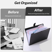SKYDUE Accordion File Organizer, Expanding File Folder with 8 Pockets, Portable Document Paper Receipt Organizer, Letter/A4 Size Filing Folder School Office Supplies Black