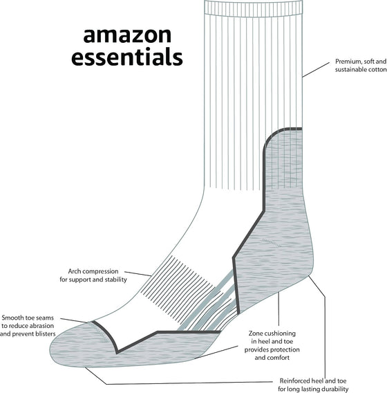 Amazon Essentials womens Comfortable Cushioned Hiking Crew Socks - hover image