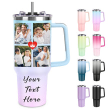 Personalized 40 oz Tumbler with Handle and Straw, Custom Tumbler with Picture, Logo, Text, Stainless Steel Travel Coffee Mug Cup, Personalized Gifts For Women Men Birthday Mother's Day Father's Day