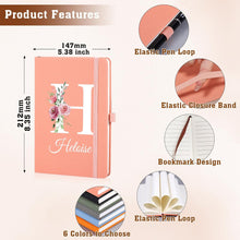 Booornainde Personalized Journal Notebook with Name & Initial, A5 Lined Linen Hardcover Journal with Pen Loop, Elastic Band & Ribbon Bookmark, Custom Notebook for Women Mom Daughter Teacher