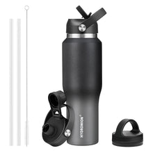 HYDROWION 32oz Stainless Steel Water Bottle(Cold for 48 Hrs, Hot for 24 Hrs), Double Wall Vacuum Insulated Water Flask with Straw Lid, Spout Lid and Flex Cap, Fit in Any Car Cup Holder, Cobalt