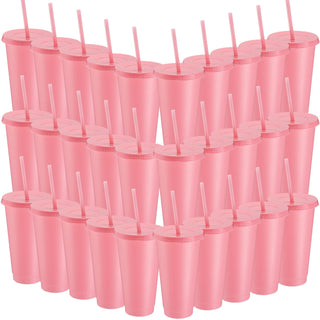 Honeydak 15 Pack Tumbler with Straw and Lid Bulk Cups for Gifts Water Bottle Iced Coffee Travel Mug Cup Reusable Plastic Tumblers for Party Birthdays 24-27 oz (Solid Color)