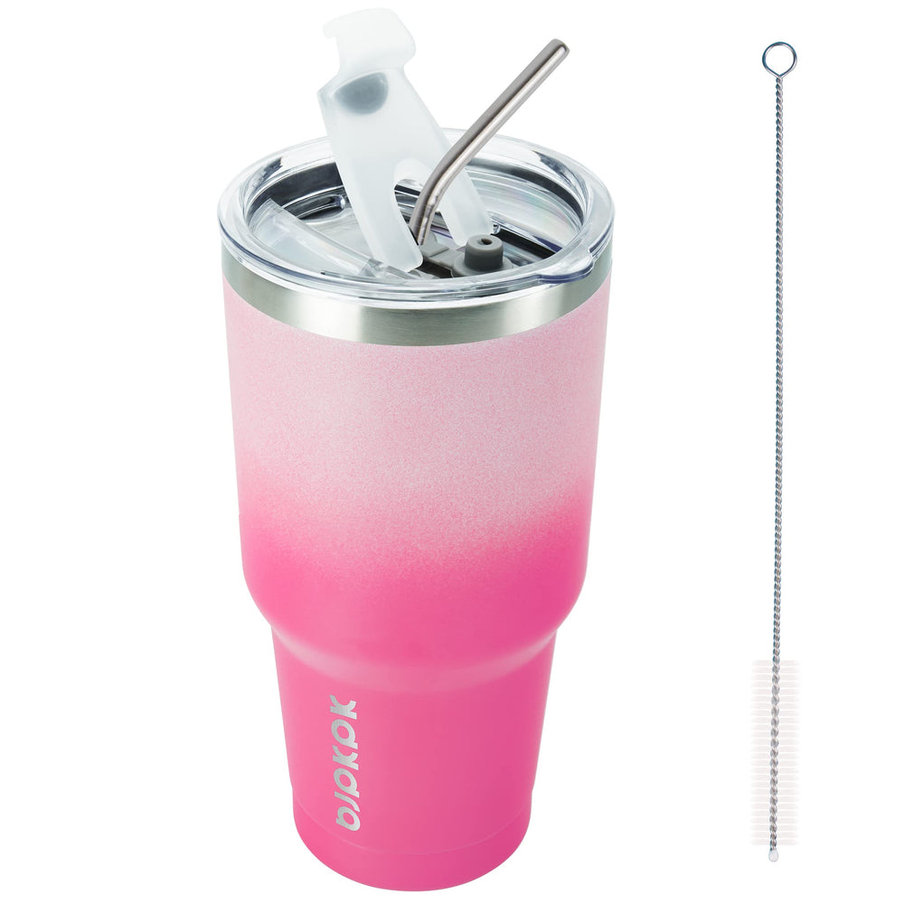 BJPKPK 30oz Stainless Steel Tumbler Color Block Insulated Tumblers Cup with Lid and Straw, Double Walled Travel Coffee Mug,Mint