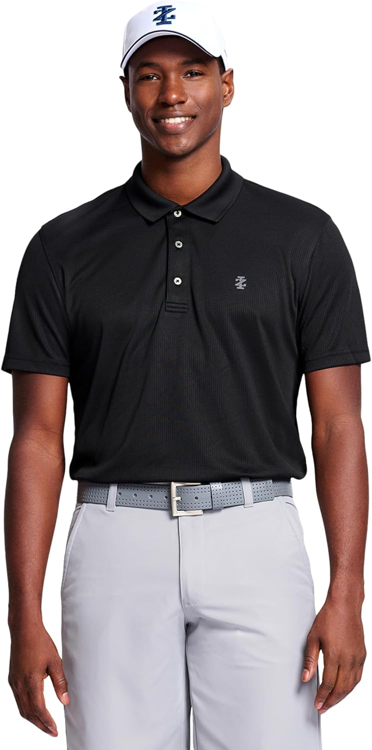 Izod Men's Performance Golf Grid Short Sleeve Stretch Polo Shirt