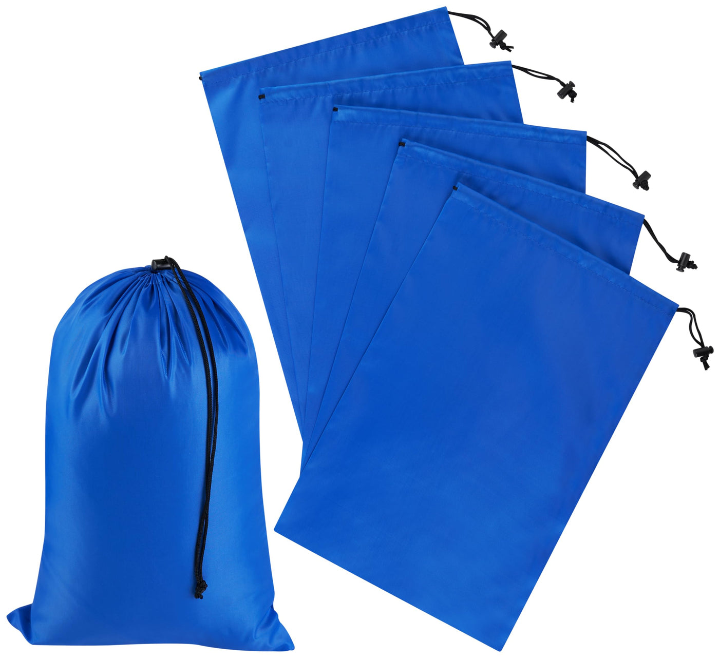 PALTERWEAR Drawstring Bag with Toggle - Nylon Cinch and Ditty Pouch - Six Pack (Black, 6 x 8 Inch, Set of 6)