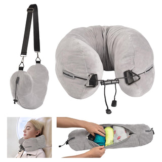 DreamShore Travel Pillow for Extra Luggage: Stuffable Neck Pillow with Adjustable Neck Size | Fits 3+ Days of Travel Essentials | Transformable Carry-On Solution | Soft Velvet Cover | No Filler