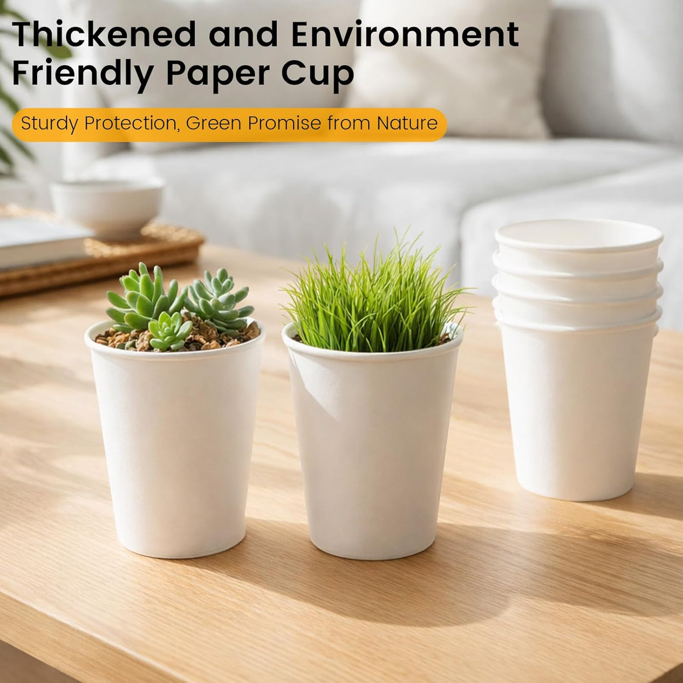 Paper Coffee Cups 12 oz, 100 Pack White Disposable Cups for Hot & Cold Beverages, Sturdy with Leak-Resistant Lining, Ideal for Home, Small Office, Party and Travel