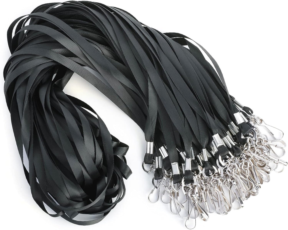 LOCONHA 50 Pack black lanyards Lanyards for Id Badges Lanyards Safety Badge Lanyard 18" with Swivel Hook