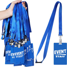 Qilery 50 Sets Event Staff Lanyards with PVC Pass Card Blue Event Staff Breakaway Lanyard Volunteer ID Badges with Metal Swivel Hook for Sporting Concert Party Organizer Conference Office Supplies