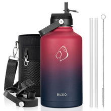 BUZIO 40oz Insulated Water Bottle, Triple Wall Vacuum Stainless Steel Water Flask with 2 lids, Lead-Free BPA-Free Straw Lid Sports Canteen Jug, Cold 48H & Hot 24H- Black