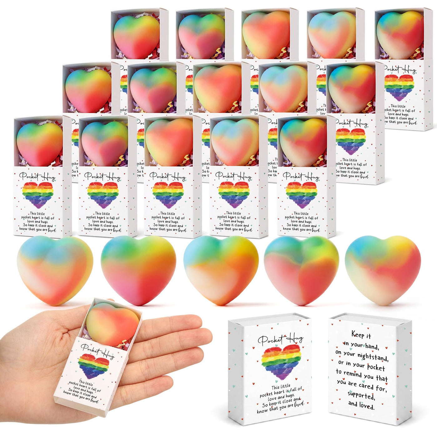 Wettarn 75 Sets Appreciation Gifts Cute Stress Balls with Support Boxes Bulk Party Favors for Employee Coworker Team Group Stuffers Office Prizes Positive Desk Decor