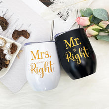 ELEGANTPARK Mr Right and Mrs Always Right Gifts Wedding Gifts for Women Mr&Mrs Wine Tumbler Mrs. 2025 Bag Set Newlyweds Engagement Present for Bride and Groom