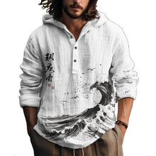 MARSVOVO Hooded Long Sleeve Shirt Men Fashion Graphic Button Up Lightweight Big and Tall Casual Vacation Shirts for Men