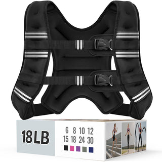 Zeerun Weighted Vest, 6lb/8lb/10lb/12lb/15lb/18lb/20lb/24lb/30lb for Men Women, Reflective Stripe Adjustable Buckle, Comfortable Durable Rucking Vest for Walking Running Strength Training