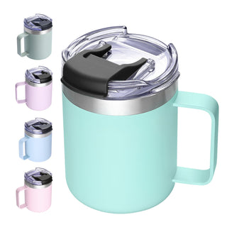 12oz Stainless Steel Insulated Coffee Mug with Handle, Double Wall Vacuum Travel Mug, Tumbler Cup with Sliding Lid, Navy