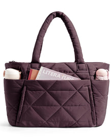 BAGSMART Tote Bag for Women, Puffer Tote Bag with Zipper, Large Quilted Shoulder Bag with Compartments for Travel, Work, Gym
