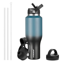 HYDROWION 32oz Stainless Steel Water Bottle(Cold for 48 Hrs, Hot for 24 Hrs), Double Wall Vacuum Insulated Water Flask with Straw Lid, Spout Lid and Flex Cap, Fit in Any Car Cup Holder, Cobalt