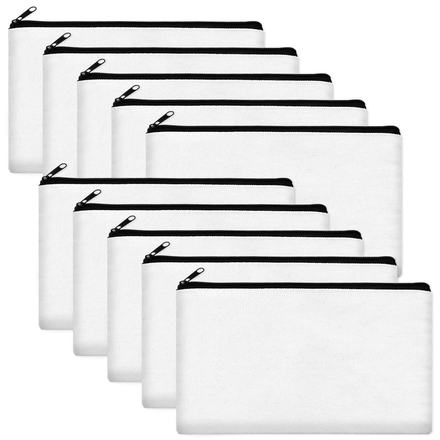 Legigo Blank Canvas Bag Zipper Pouch Makeup Bags Bulk - Multi-Purpose Canvas Pencil Pouch with Sturdy Zipper, Cosmetic Bag Travel Toiletry Bag for DIY Craft Projects, Storage (8.3 x 5 inches)
