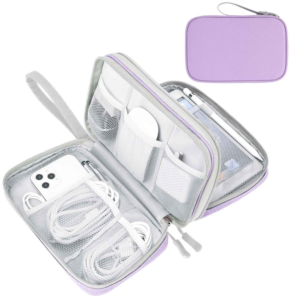 FYY Travel Cable Organizer Pouch Electronic Accessories Carry Case Portable Waterproof Double Layers All-in-One Storage Bag for Cord, Charger, Phone, Earphone Black