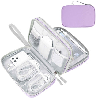 FYY Travel Cable Organizer Pouch Electronic Accessories Carry Case Portable Waterproof Double Layers All-in-One Storage Bag for Cord, Charger, Phone, Earphone Black