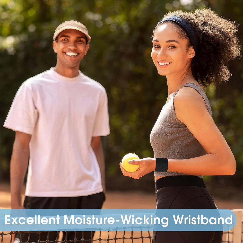 8 Pcs Sports Wrist Sweat Bands for Men & Women， Absorbent Wrist Sweatbands Tennis Wristbands, Elastic Wrist Bands for Sweat for Basketball Tennis Football Gym Running Working Out