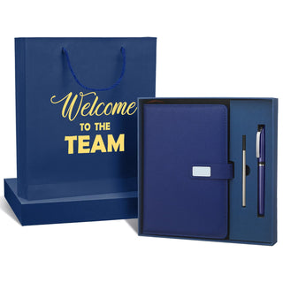 Sayglossy New Employee Welcome to The Team Gift Sets Notebook and Pen Welcome to The Team Box Employee Appreciation Gift Sets for New Office Worker(Black)