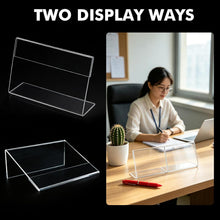 16 PCS 3.5 X 2.5 Inch Acrylic Business Card Holders,Clear Name Display Slant Back Sign Holders Card Stand Organizer for Desk Office Men Women,L Shaped Display Stand,Thickness 0.05inch