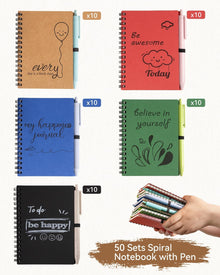 Dynta 50 Sets Small Spiral Notebook and Pen, 4x5.5 Inch Inspirational Journals Bulk, Appreciation Thank You Gifts for Coworkers, Teachers, Students, Family and Friends