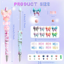 holoith 8 Set Butterfly Flower Beadable Pens Kit, Pen Making Kit with Beads and Refills, Black Ink Ballpoint Smooth Writing, Gift for Diy Present Students Teens Office Supplies