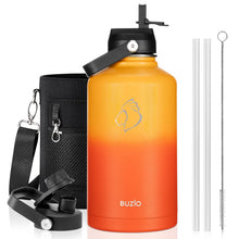 BUZIO 40oz Insulated Water Bottle, Triple Wall Vacuum Stainless Steel Water Flask with 2 lids, Lead-Free BPA-Free Straw Lid Sports Canteen Jug, Cold 48H & Hot 24H- Black