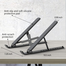 Tonmom Laptop Stand for Desk, Adjustable Laptop Riser ABS+Silicone Foldable Portable Notebook Holder, Ventilated Cooling Notebook Mount Computer Stand for 10-15.6” Laptops,Tablets-Black